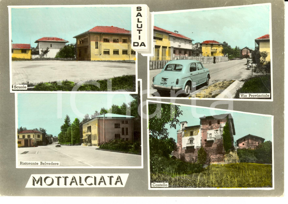 Cartolina originale da collezione 1950 ca MOTTALCIATA BI Vedutine della città Cartolina postale FG NV 1
