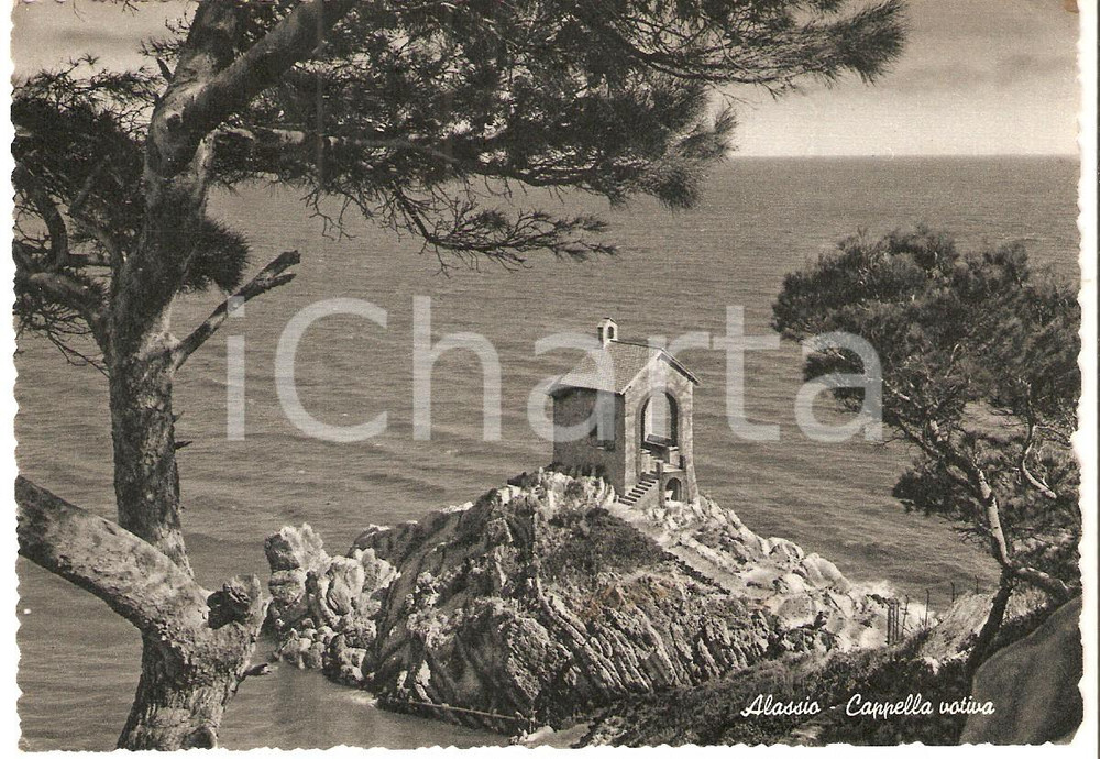 1955 ALASSIO (SV) Panorama con cappella votiva *Cartolina FG VG