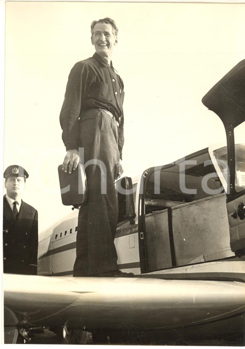 1959 ROMA Pilota Max CONRAD sul suo monomotore PIPER COMANCHE 250 HP *Foto 13x18