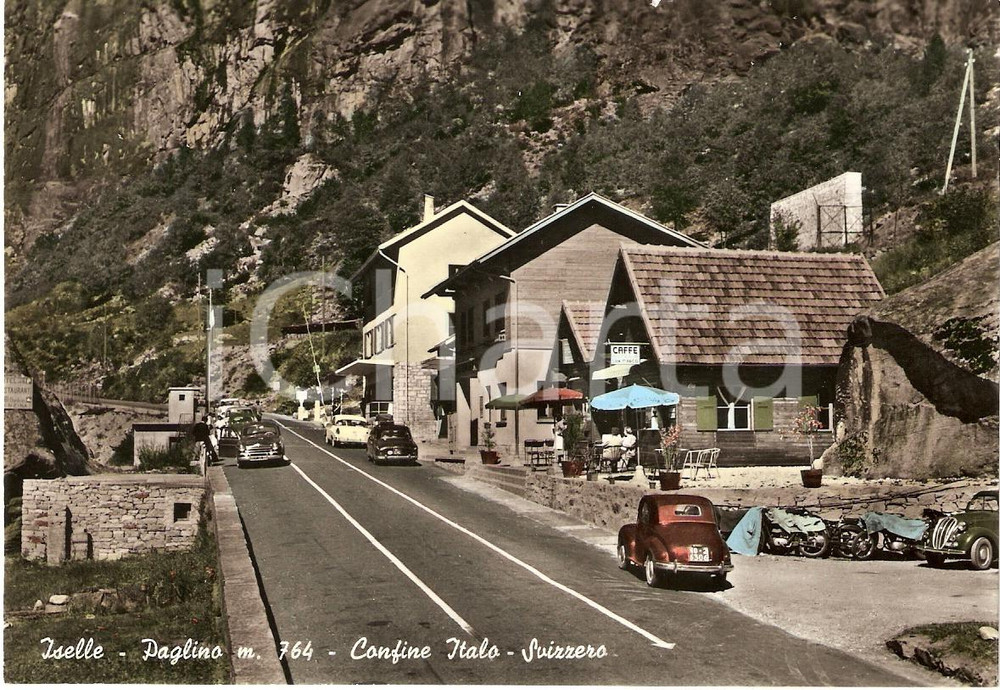 Cartolina originale da collezione 1958 TRASQUERA Fraz. Iselle e Paglino (VB) Confine Italo-Svizzero ANIMATA *FG NV 1
