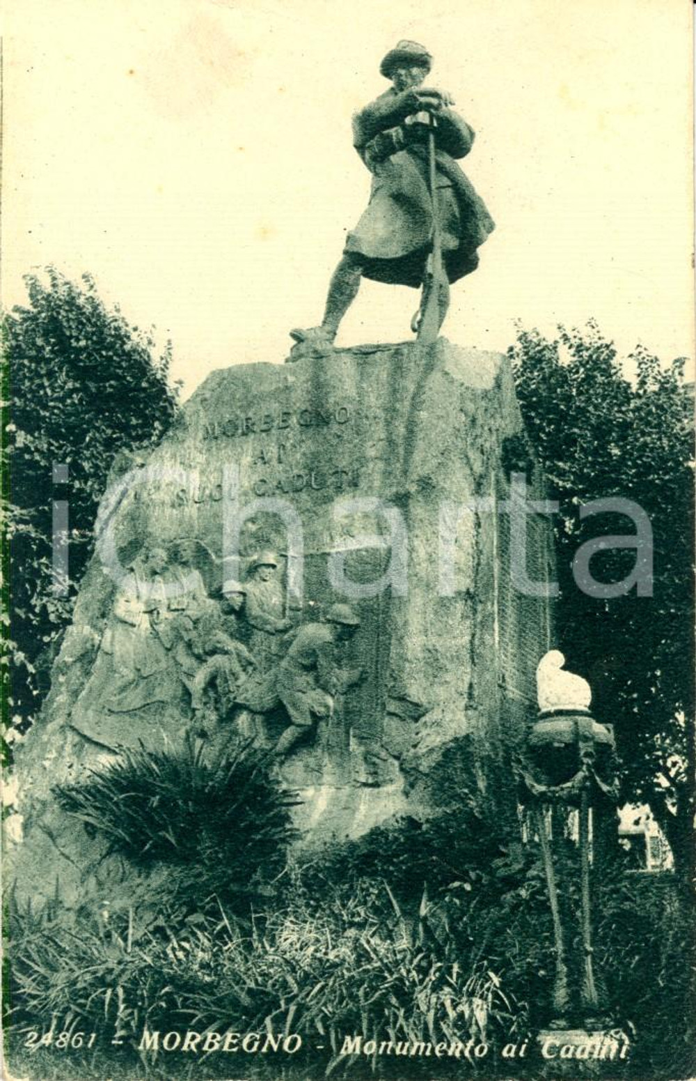 Cartolina originale da collezione 1945 MORBEGNO (SO) Veduta del monumento ai CADUTI *Cartolina postale FP VG 1