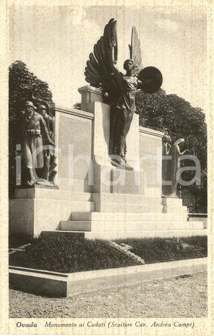 Cartolina originale da collezione 1935 ca OVADA TO Monumento Caduti dello scultore Andrea CAMPI Cartolina FP NV 1