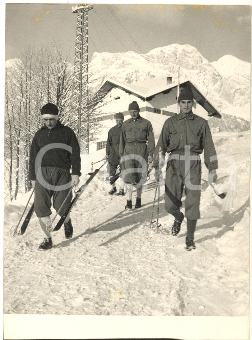 1956 OLIMPIADI CORTINA D'AMPEZZO Allenamento Nazionale Italiana SCI *Foto