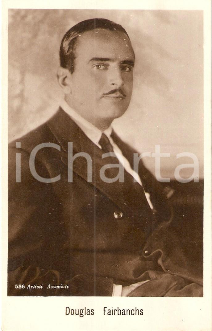 Fotografia d'epoca originale 1930 ca CINEMA Attore Douglas FAIRBANKS Portrait *Cartolina 1