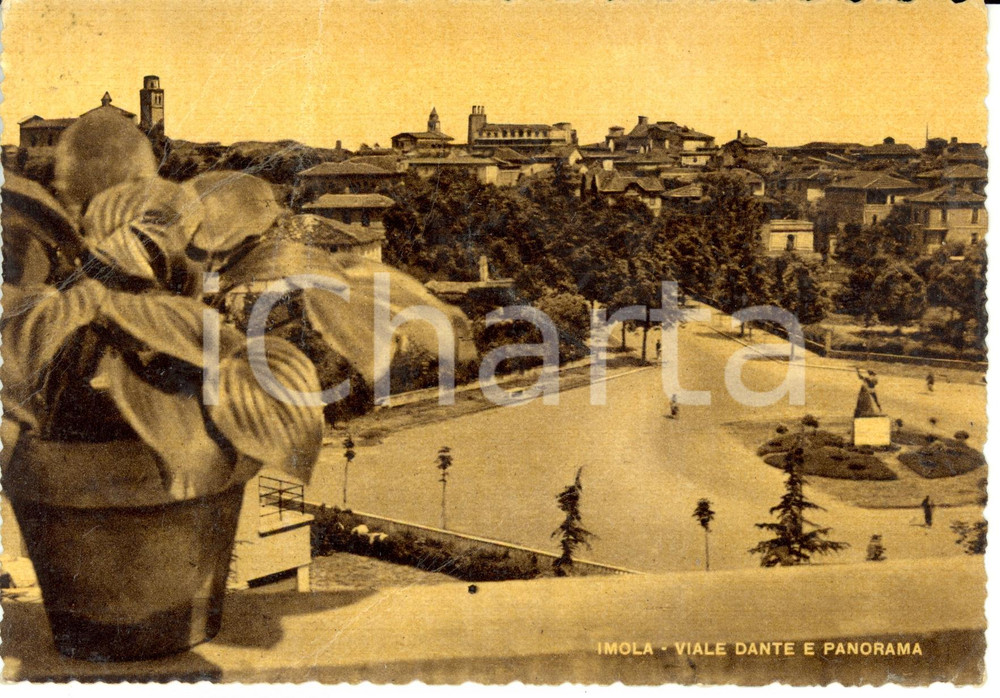 Cartolina originale da collezione 1949 IMOLA (BO) Viale Dante e panorama della cittÃ  *Cartolina Postale FG VG 1