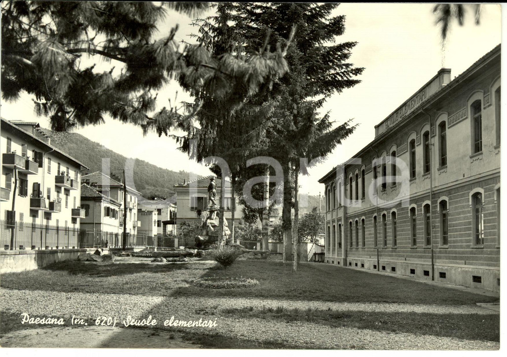 Cartolina originale da collezione 1963 PAESANA CN Veduta delle SCUOLE ELEMENTARI Cartolina FG VG 1