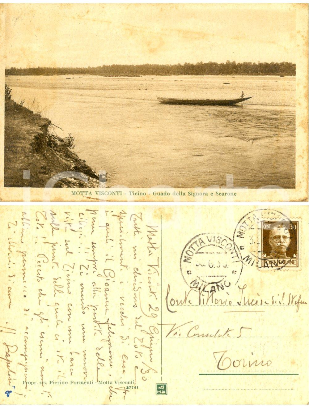 Autografo originale 1930 MOTTA VISCONTI Ticino - Guado della Signora *Conte INCISA DI SANTO STEFANO 1