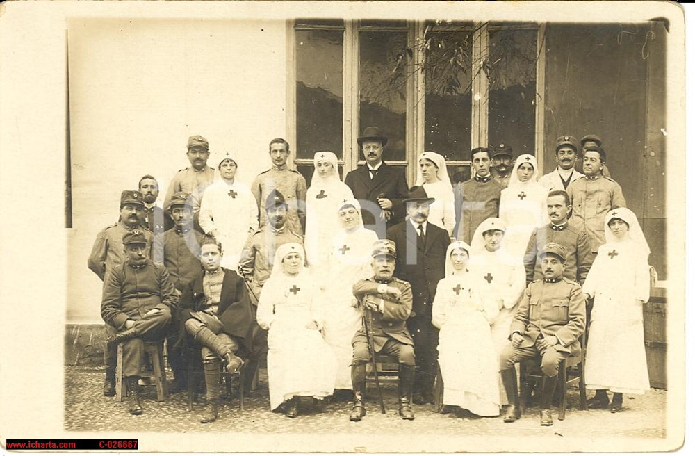 Cartolina originale da collezione 1916 WW1 Alessandria Ospedale Croce Rossa Giosué Carducci  Feriti e Crocerossine 1