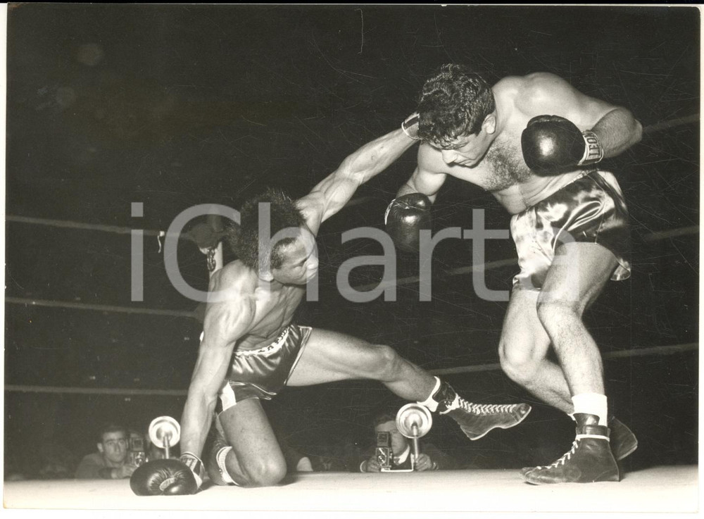 1961 MILANO Vigorelli BOXE Duilio LOI vs Fernand NOLLET - Foto 18x13 cm