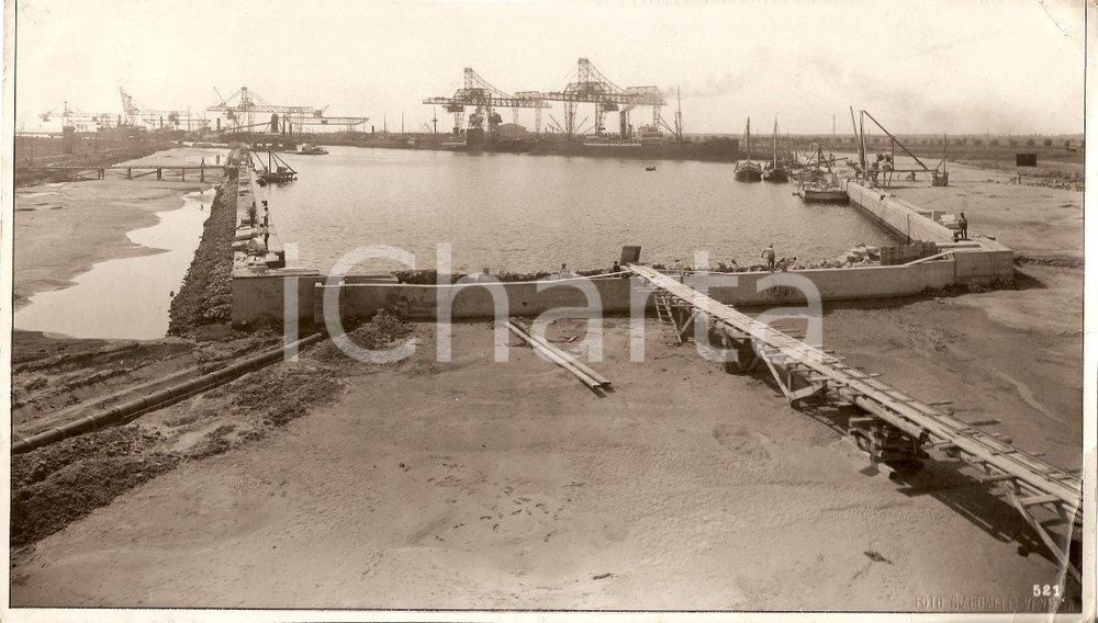 Fotografia d'epoca originale 1936 VENEZIA Porto MARGHERA Completamento approdi Bacino Commerciale nÂ°1 *Foto 1