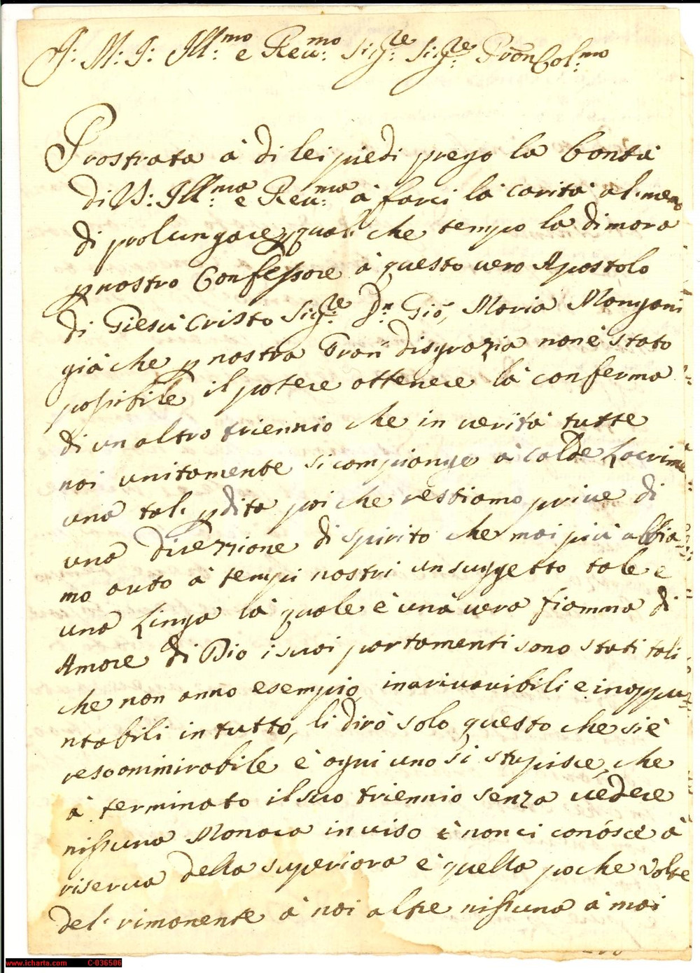 Documento originale, autentico 1756 BIBBIENA (AR) Istanza suor Gherardi per parroco 6p 1