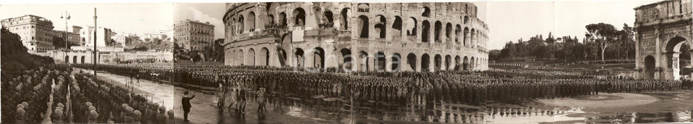 Fotografia d'epoca originale 1939 ROMA Schieramento alunni corsi premilitari al COLOSSEO Fotografia QUADRUPLA 1