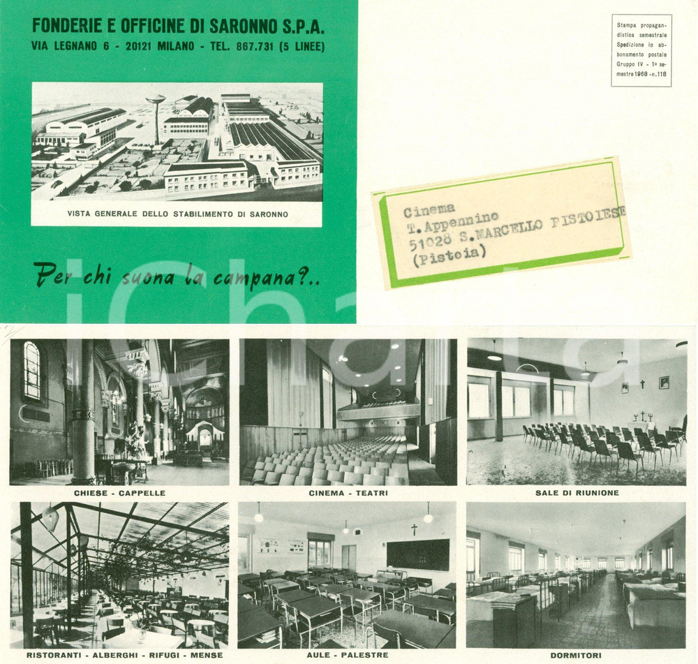Materiale pubblicitario d’epoca 1968 MILANO Fonderie di SARONNO Riscaldamento DRAVO 1