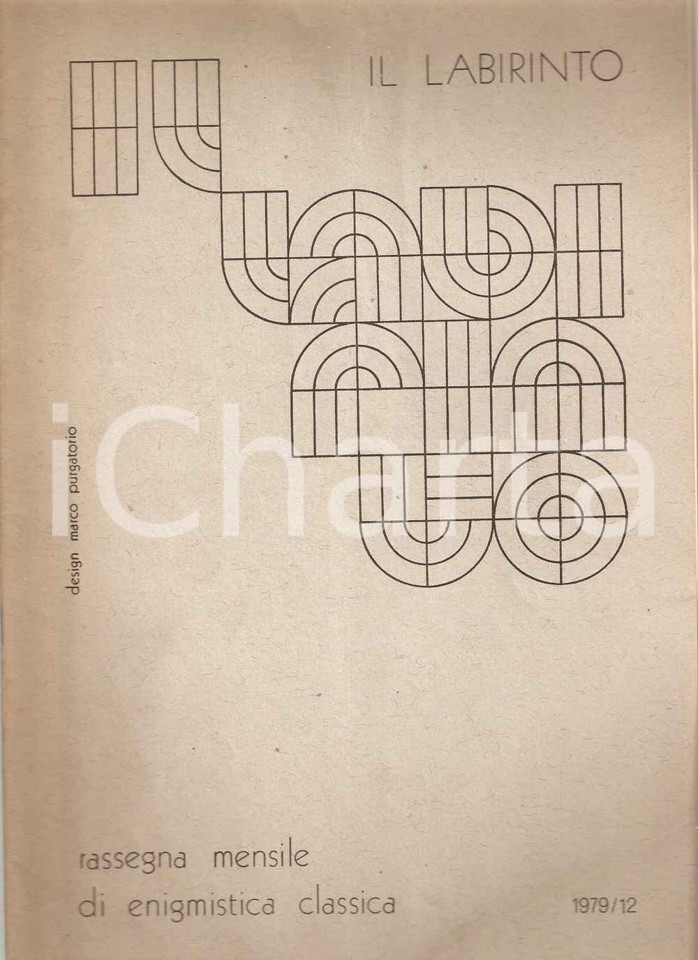 Giornale, rivista storica 1979 LABIRINTO Rassegna di enigmistica classica Design Marco PURGATORIO Rivista 1