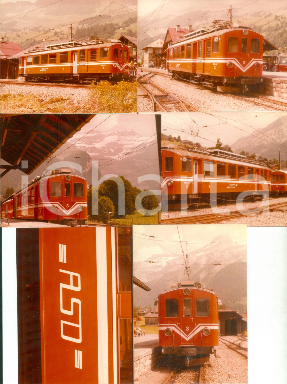 Fotografia d epoca originale 1975 ca SVIZZERA Ferrovia AIGLESEPEYDIABLERETS Locomotiva 3 Lotto 5 fotografie 1