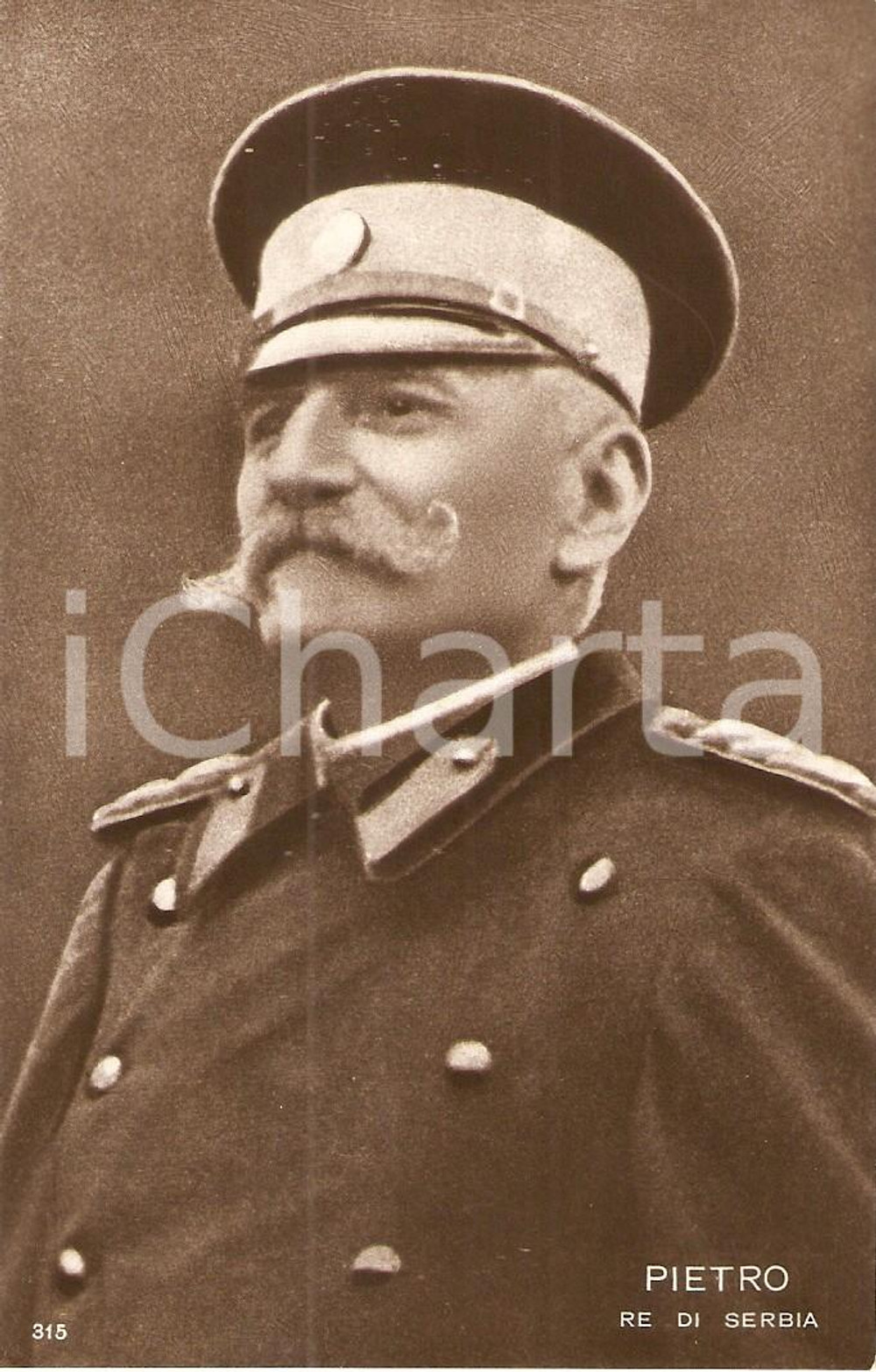 Cartolina originale da collezione 1930 ca PIETRO I DI SERBIA Ritratto del sovrano *Cartolina FP NV 1