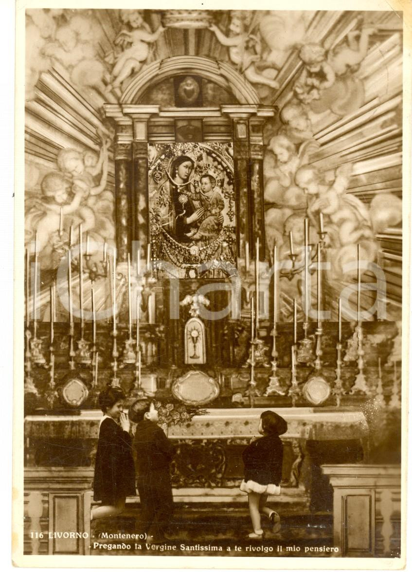 Cartolina originale da collezione 1939 LIVORNO Santuario MADONNA di MONTENERO  Bambini Cartolina FG VG 1