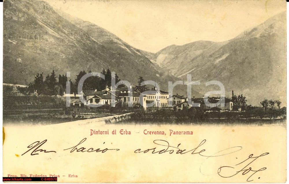 Cartolina originale da collezione 1906 Crevenna di Erba  Brianza Veduta generale 1