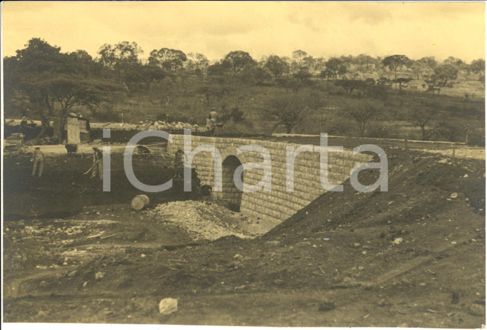 Fotografia d epoca originale 1938 AOI NEGHELLI ETIOPIA Costruzione nuovo ponte in pietra Fotografia 2 1