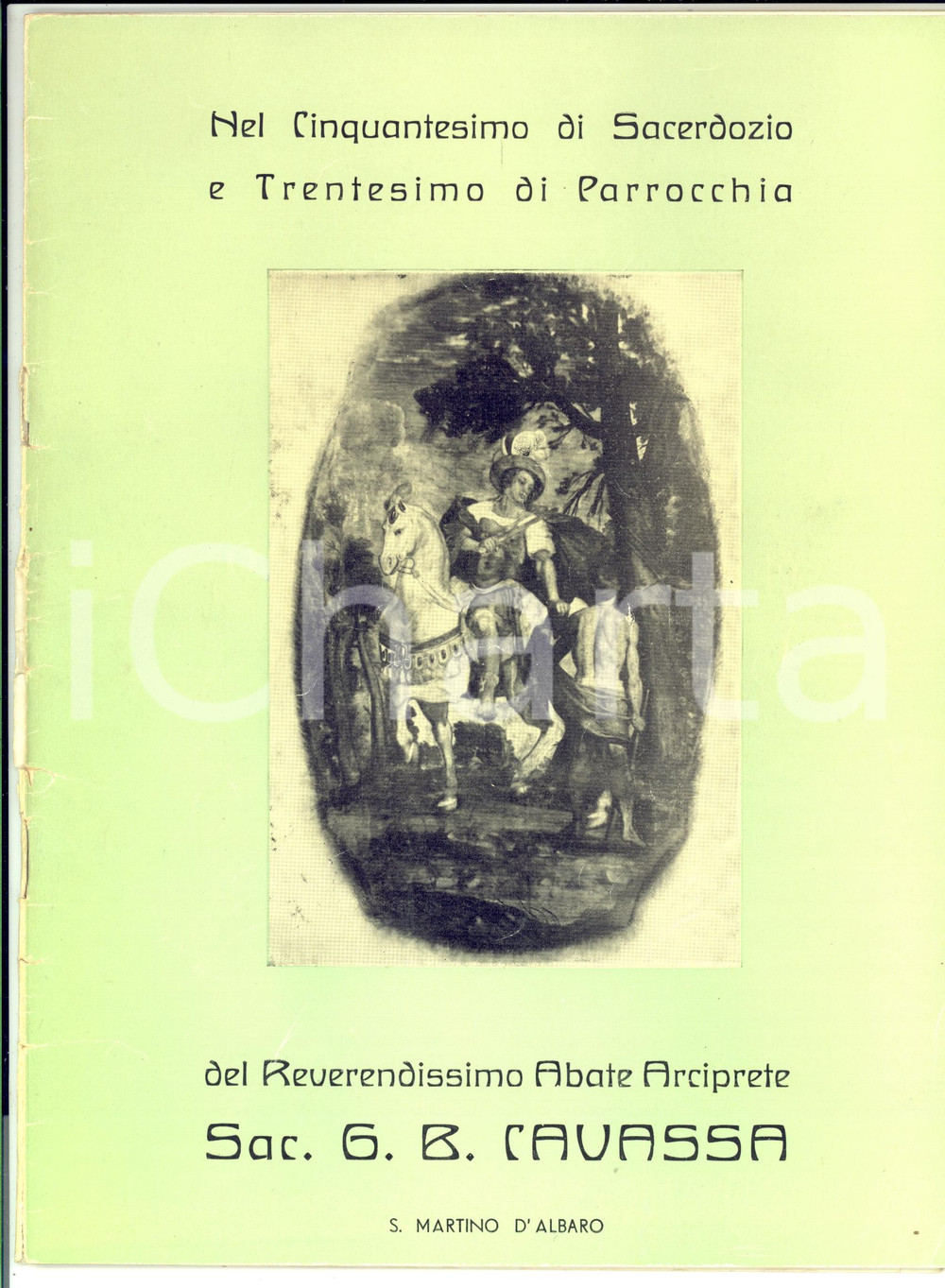 Libro, pubblicazione d'epoca 1961 GENOVA SAN MARTINO D'ALBARO 30esimo abate Giovanni Battista CAVASSA 40 pp. 1