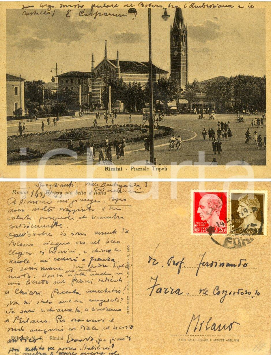 Autografo originale 1943 RIMINI Piazzale TRIPOLI Autografo Edoardo SPOGLIANTI a Ferdinando FARRA 1
