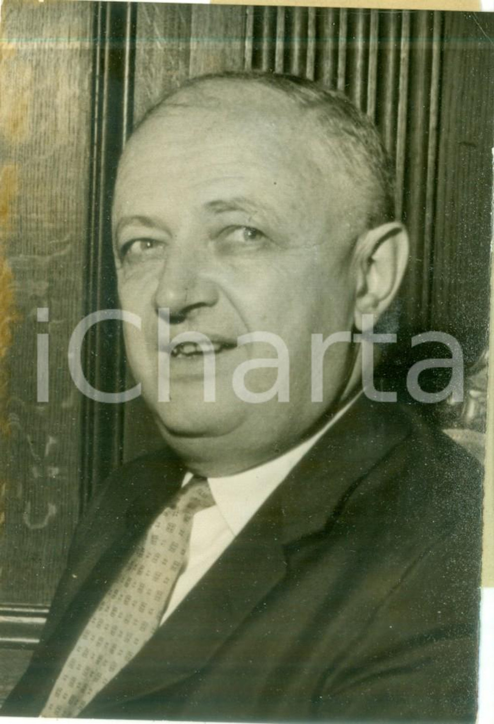 Fotografia d epoca originale 1956 LONDON Politico Christian PINEAU durante un incontro diplomatico Fotografia 1