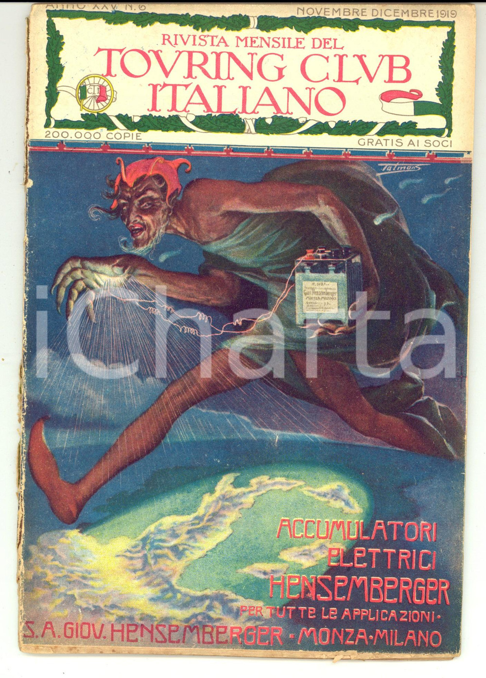 Giornale, rivista storica 1919 TOURING CLUB ITALIANO Passeggiata in CIOCIARIA *Rivista anno XXV nÂ° 6 1