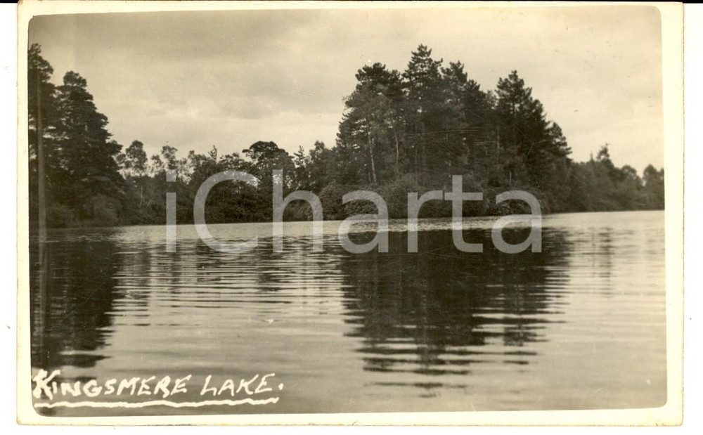 Cartolina originale da collezione 1960 ca WOKINGHAM UK Veduta del KINGSMERE LAKE Cartolina VINTAGE 1