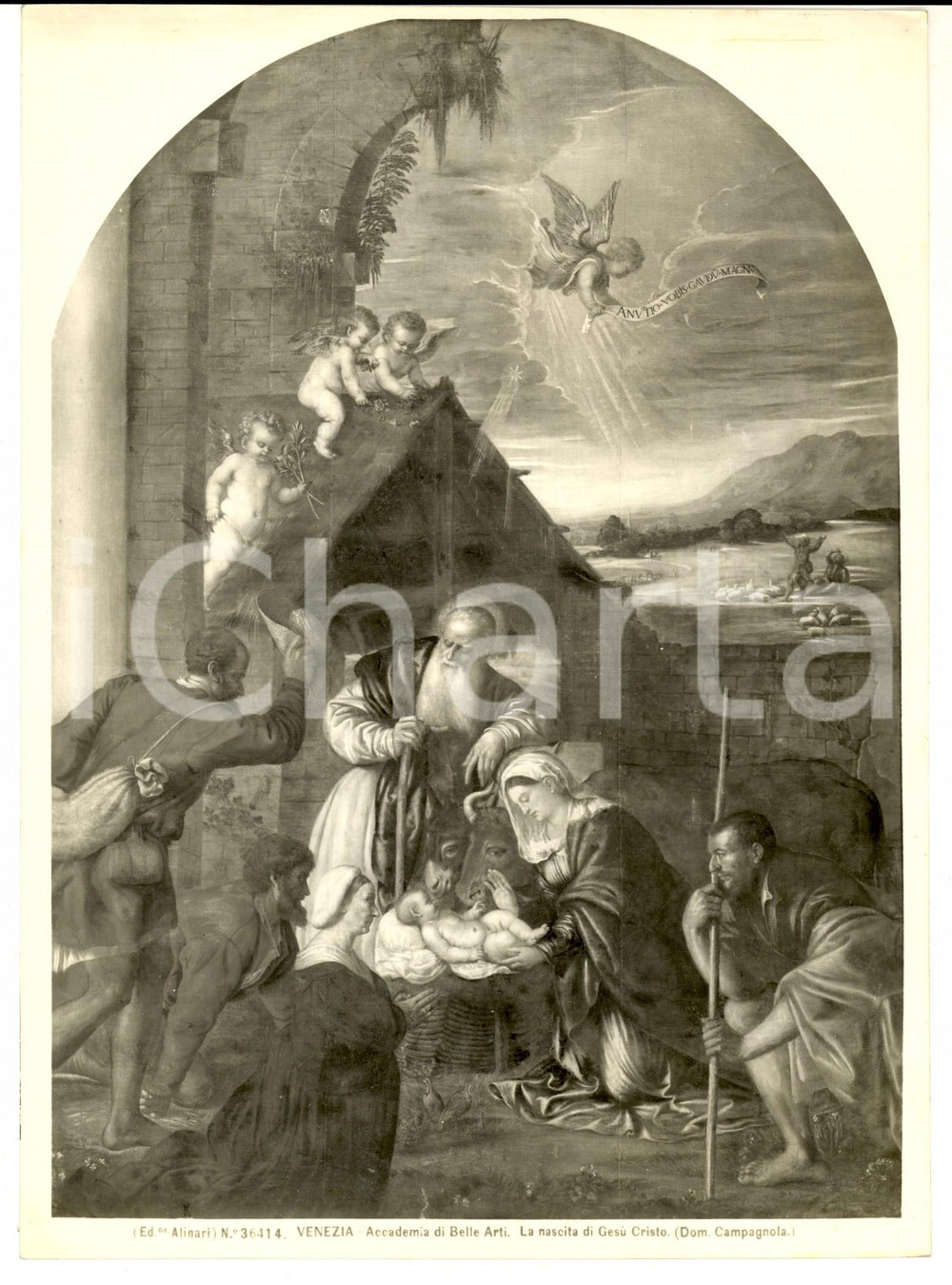 Fotografia d epoca originale 1930 ca VENEZIA Accademia di Belle Arti. Nascita di GesÃ¹ Cristo Foto ALINARI 1
