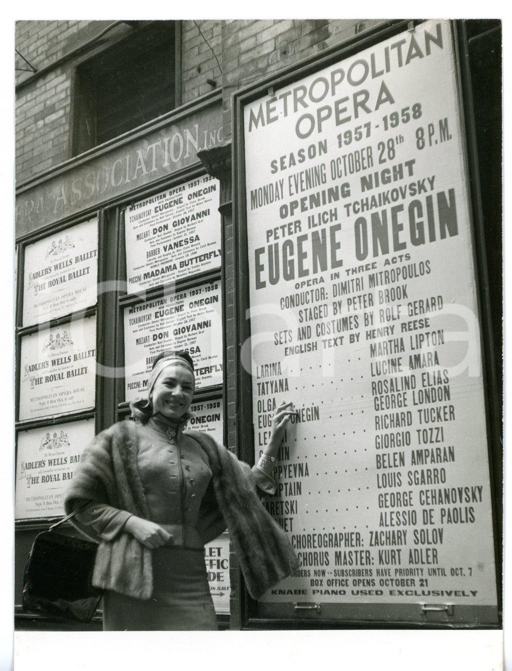 1957 CHICAGO LIRICA Mezzosoprano Belén AMPARAN con cartellone EUGENE ONEGIN