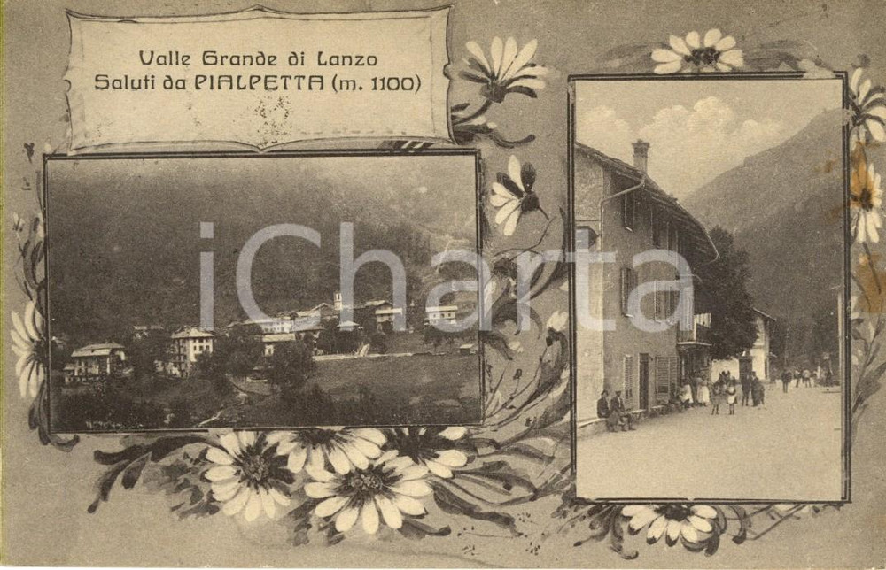 Cartolina originale da collezione 1931 GROSCAVALLO (TO) Val GRANDE DI LANZO Vedutine di PIALPETTA *Animata FP VG 1