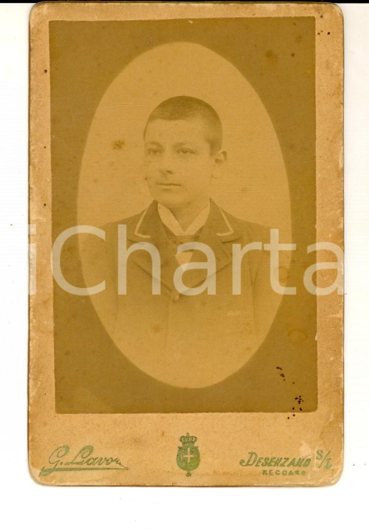 Fotografia d epoca originale 1900 ca DESENZANO DEL GARDA Ritratto di adolescente in giacca Foto LAVO 7x13 cm 1