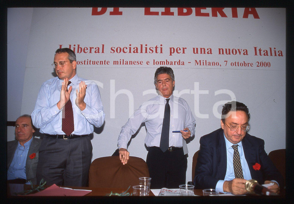 Fotografia d epoca originale 35mm vintage slide 2000 MILANO Claudio MARTELLI Bobo CRAXI 5 1