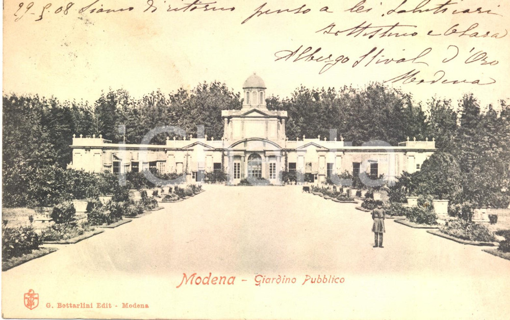 Cartolina originale da collezione 1908 MODENA Giardino Pubblico Parco Ducale Estense *Cartolina ANIMATA FP VG 1