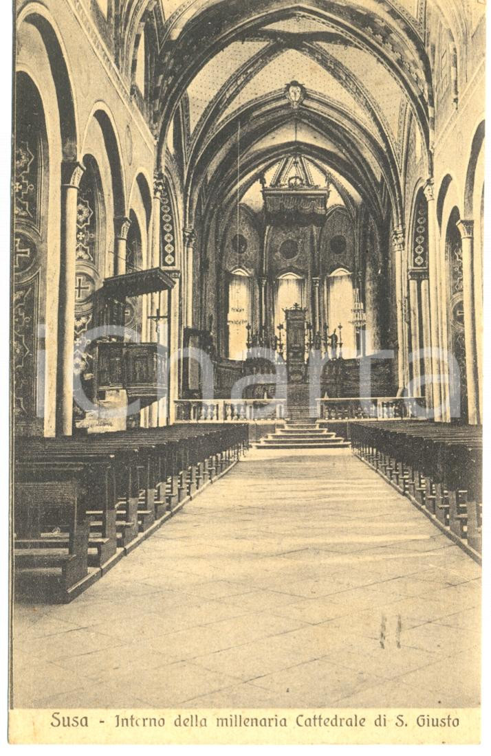 Cartolina originale da collezione 1932 SUSA TO Interno della cattedrale di S.GIUSTO Cartolina postale FP VG 1
