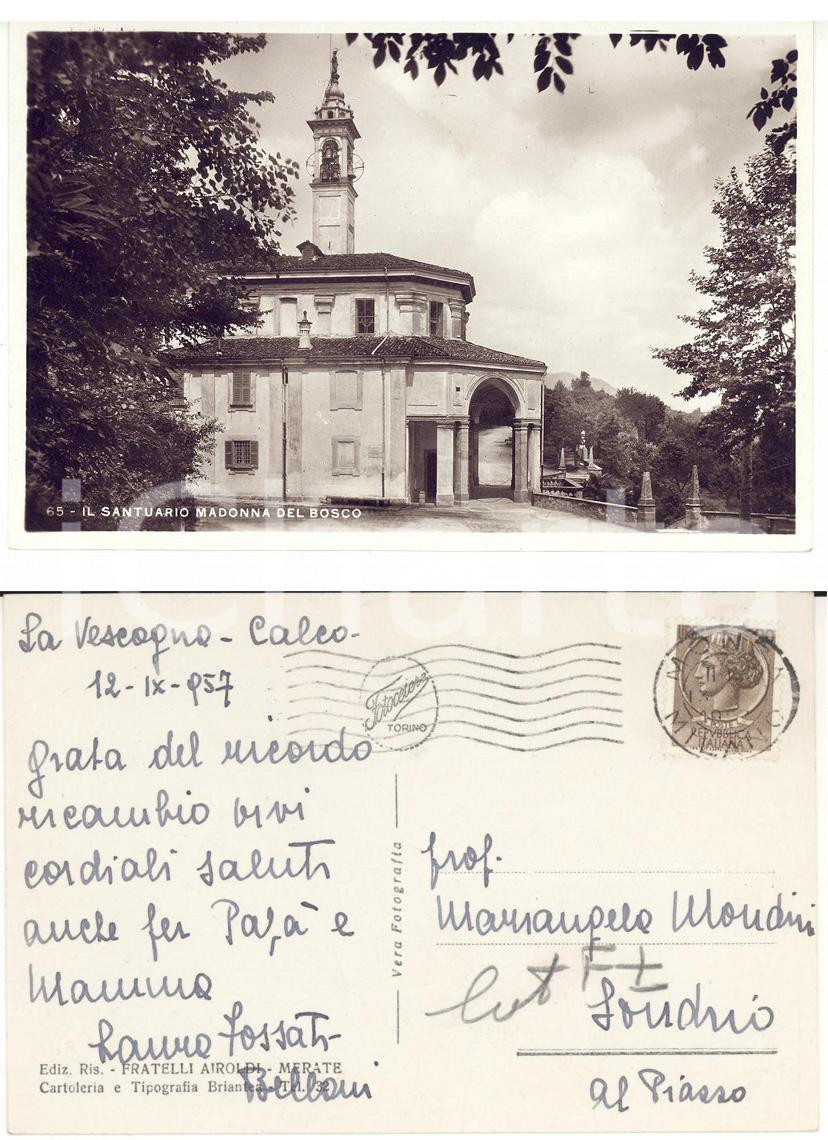 Cartolina originale da collezione 1957 IMBERSAGO LC Santuario Madonna del Bosco Autografo Laura FOSSATI BELLANI 1