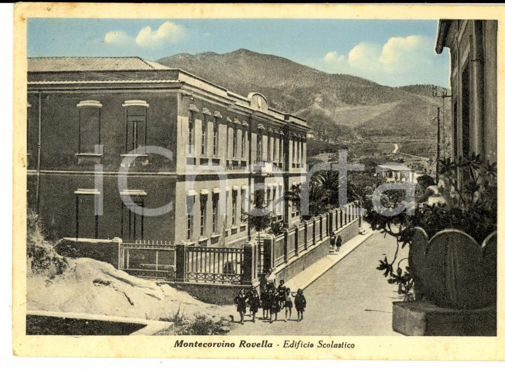 Cartolina originale da collezione 1952 MONTECORVINO ROVELLA Edificio scolastico Cartolina DANNEGGIATA FG VG 1
