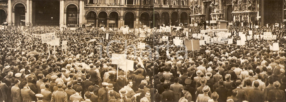 Fotografia d epoca originale 1939 MILANO PIAZZA DUOMO Folla festeggia alleanza fra ITALIA e GERMANIA Foto 1
