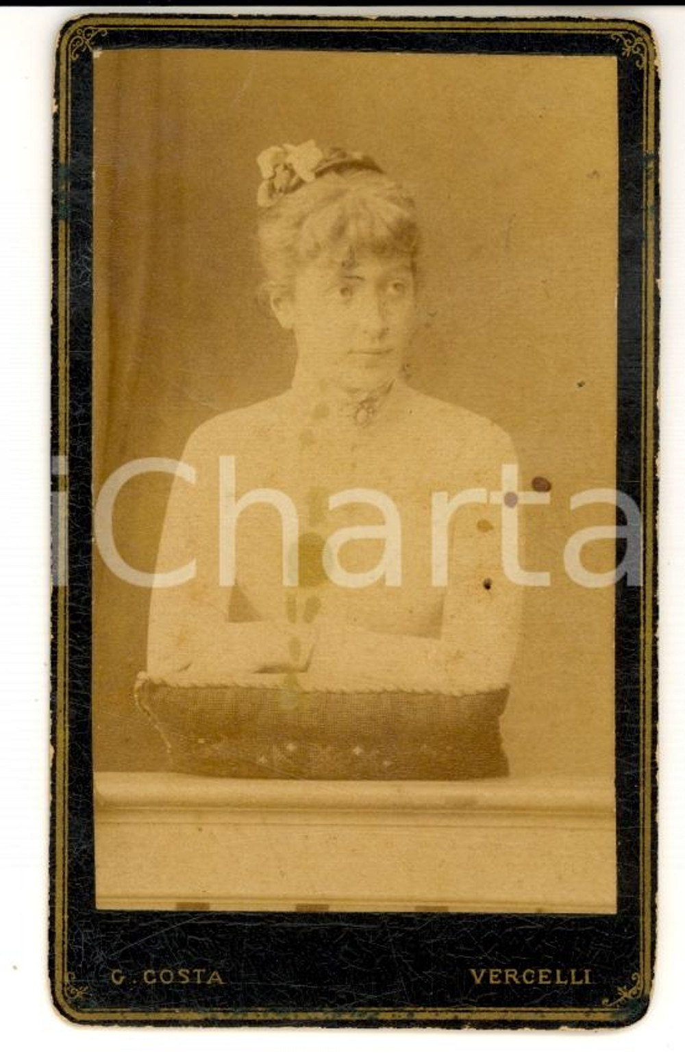 Fotografia d'epoca originale 1880 ca VERCELLI Ritratto Alessandra CANTONO DI CEVA *Foto Giuseppe COSTA 1