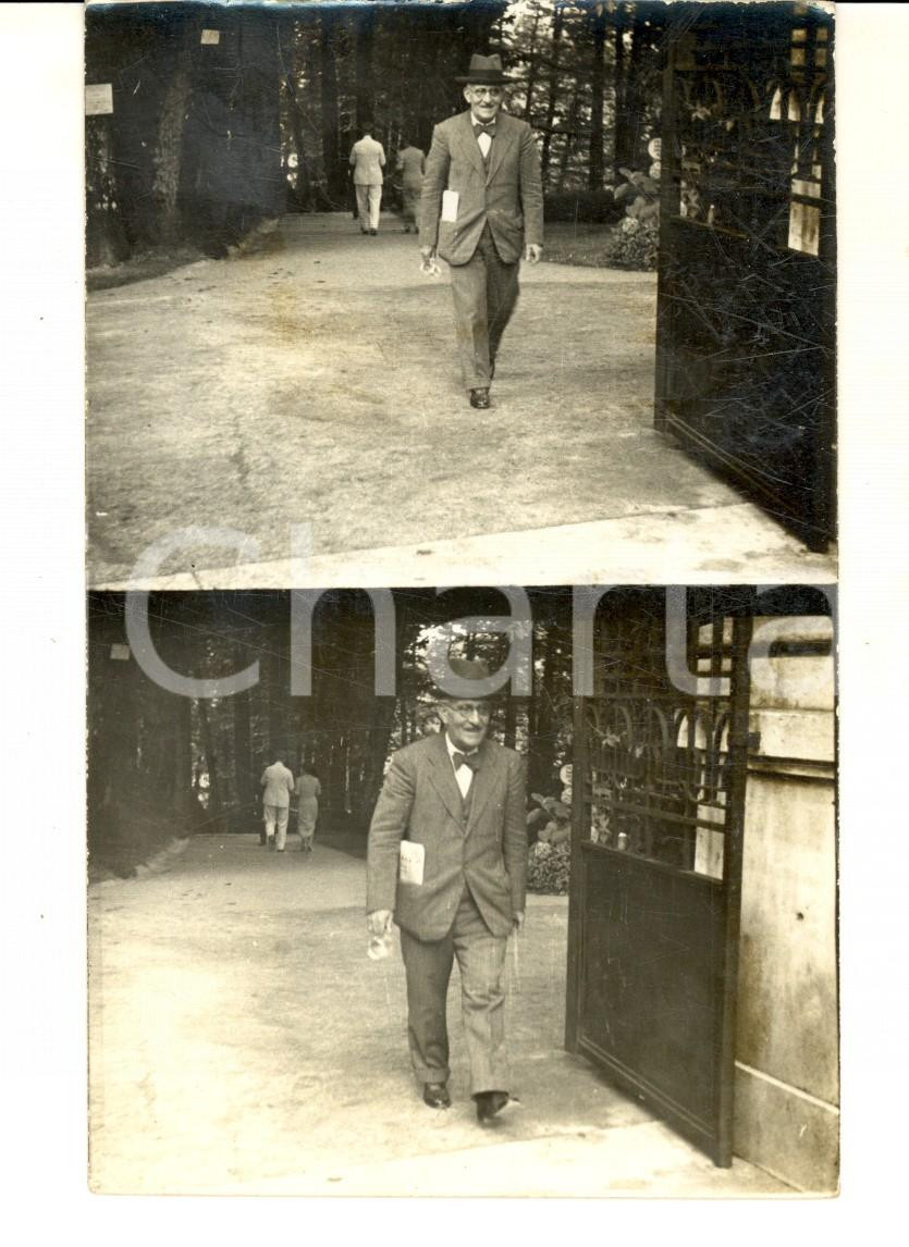 Fotografia d epoca originale 1936 FIUGGI Doppio ritratto di Ernesto PARINI in un parco Foto VINTAGE 10x14 cm 1