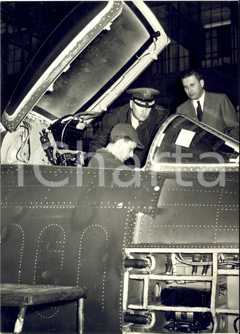 1958 TORINO Generale Richard C. LINDSAY visita stabilimento FIAT AVIAZIONE *Foto