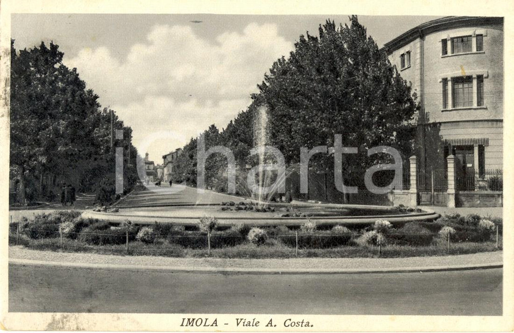 Cartolina originale da collezione 1934 IMOLA BO Viale Andrea COSTA con fontana Cartolina ANIMATA FP VG 1