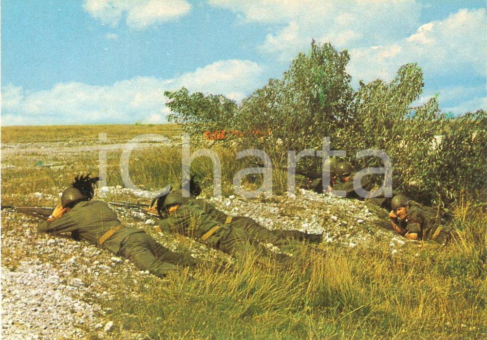 Cartolina originale da collezione 1975 ca ESERCITO ITALIANO Bersaglieri in appostamento Cartolina FG NV 1