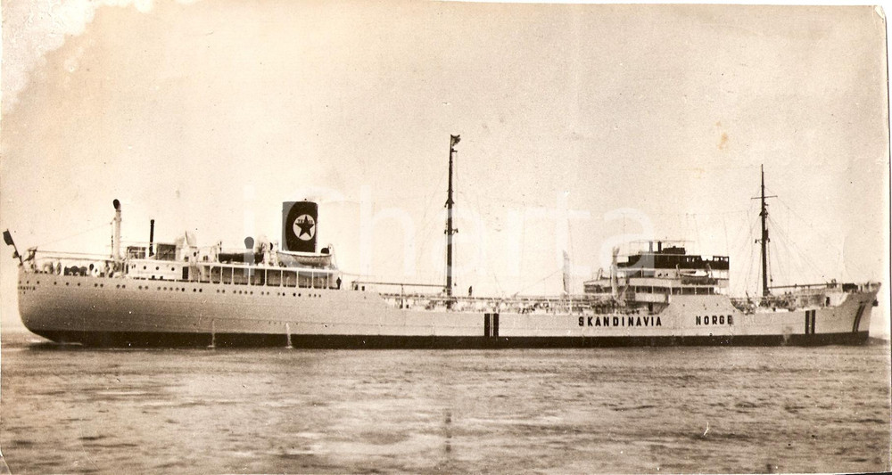 Fotografia d'epoca originale 1940 WW2 TESCO PETROLEUM Co. Nave cisterna SKANDINAVIA 1