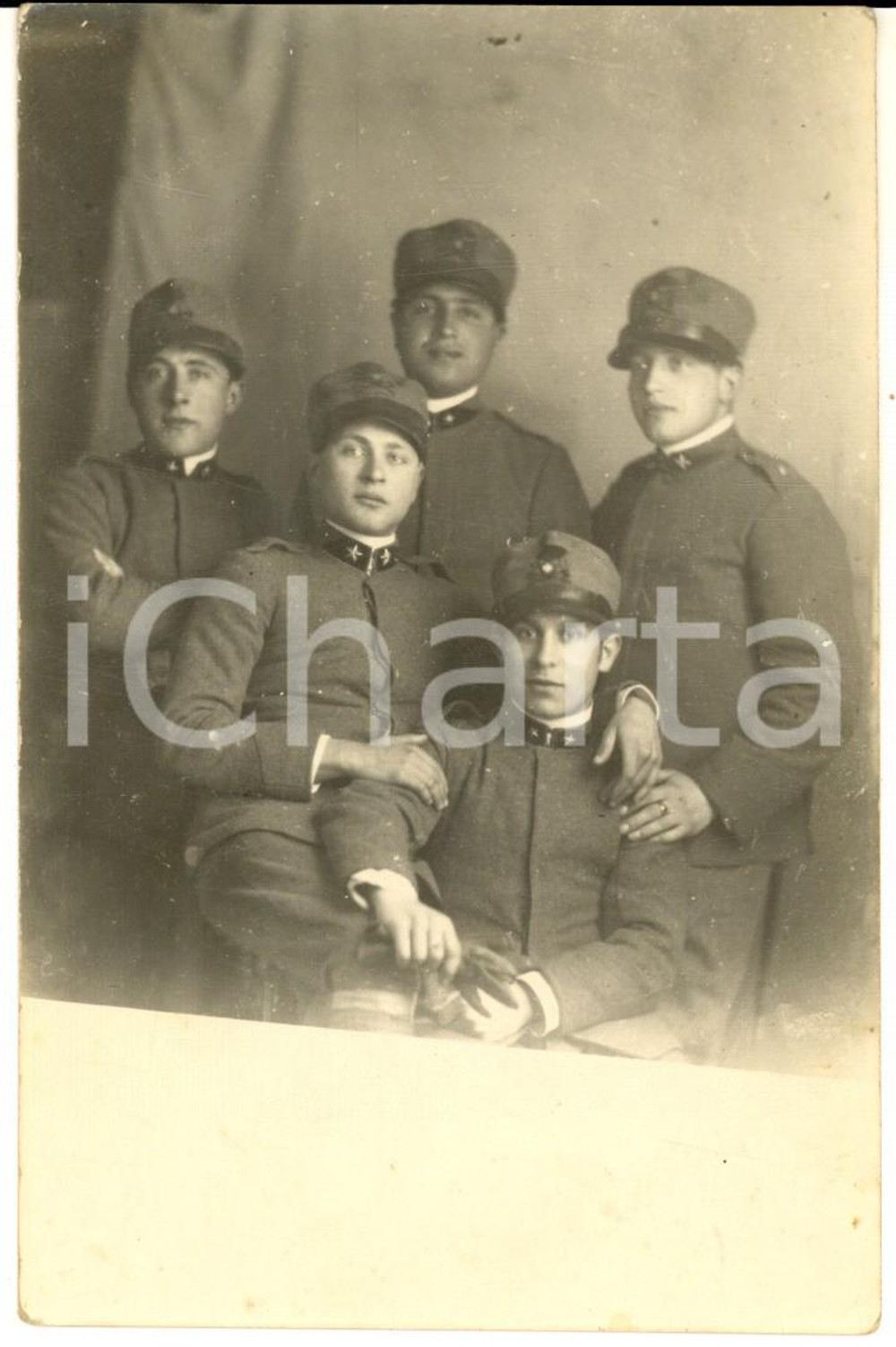 Fotografia d epoca originale 1923 FIRENZE REGIO ESERCITO Gruppo di allievi ufficiali Foto cartolina 1