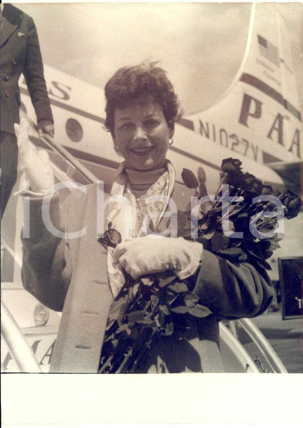 1953 PARIS ORLY Arrivo dell'attrice Hedy LAMARR da New York - Foto 13x18 cm