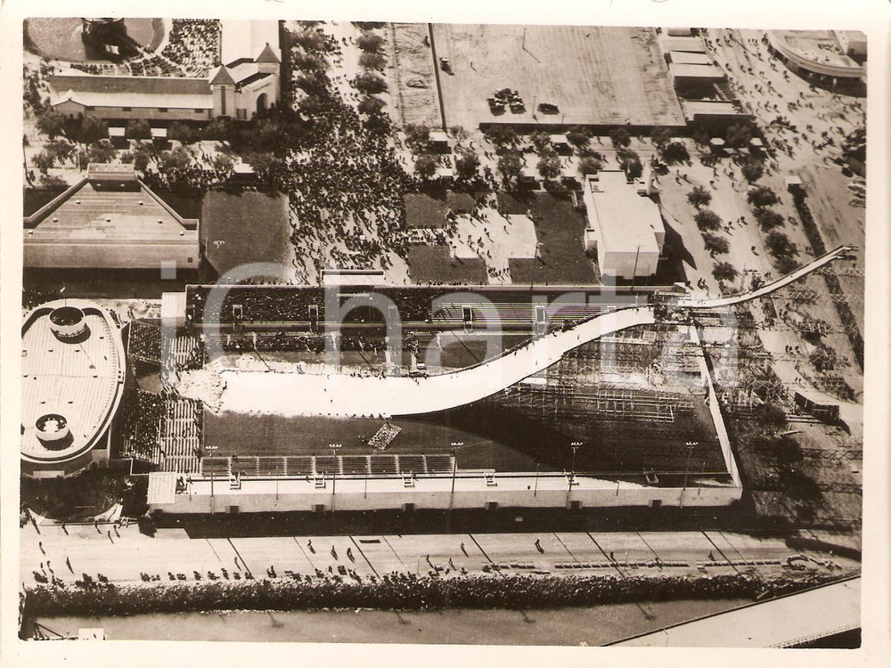 Fotografia d'epoca originale 1939 SCI ALPINO Veduta aerea di un impianto con pista per il salto *Foto 17x13 1