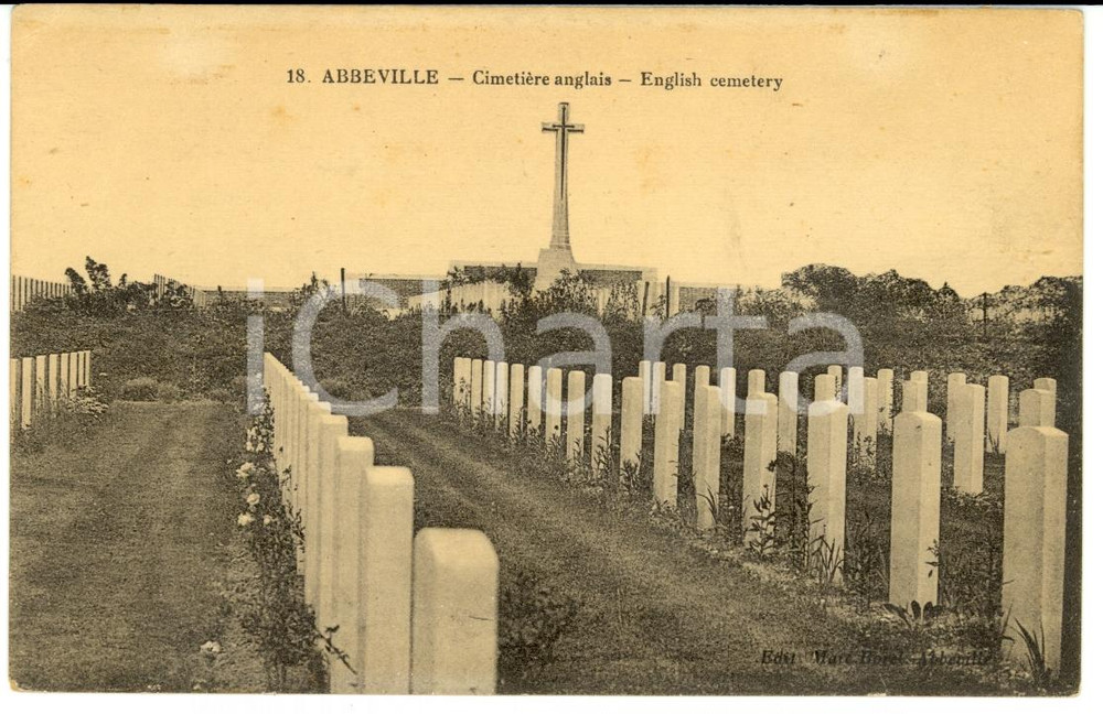 Cartolina originale da collezione 1920 ca ABBEVILLE (France) English cemetery *Cartolina FP VG 1