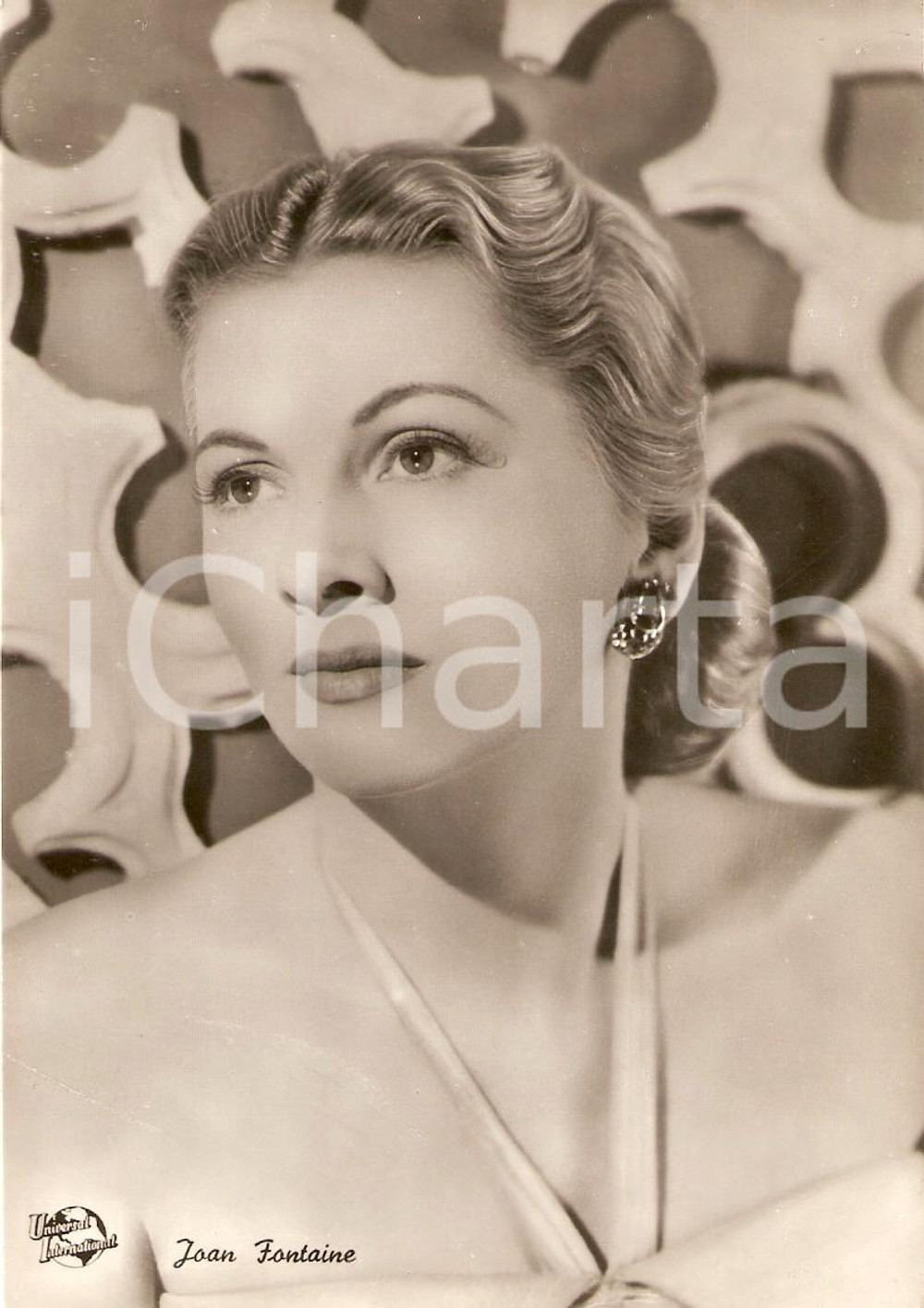 Cartolina originale da collezione 1950 ca CINEMA Actress Joan FONTAINE wears earrings*Cartolina FG NV 1
