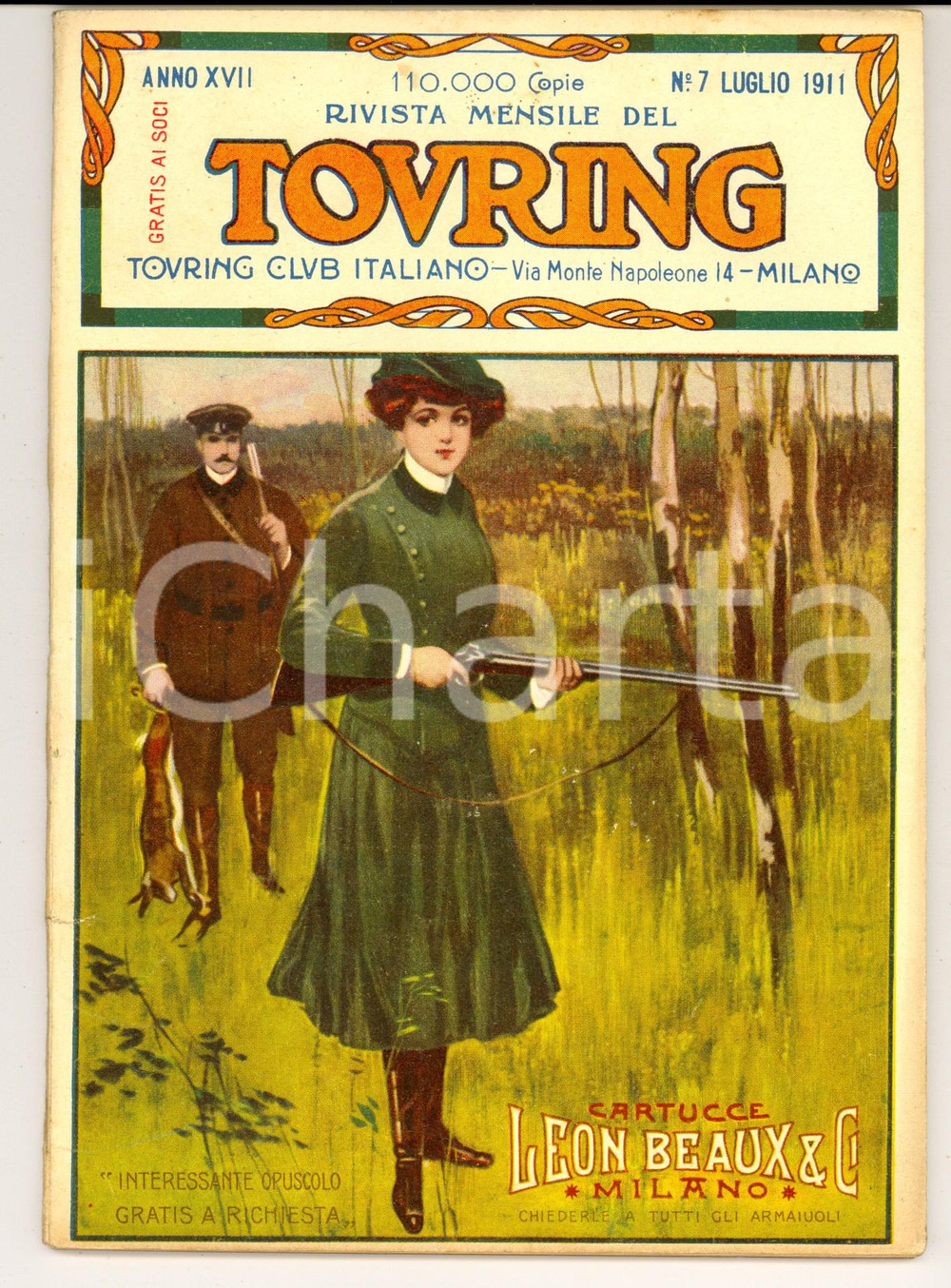 1911 TOURING CLUB ITALIANO Festa dei Gonfaloni Anno XVII nÂ°7 Cartucce LÃ©on BEAUX DATA: luglio 1911AUTORE: TOURING CLUB ITALIANOTITOLO: RIVISTA MENSILE - Festa dei Gonfaloni Anno XVII n&deg;7  DESCRIZIONE: Pubblicazione d'epoca, riccamente illustrata con belle immagini in bianco e nero e articoli dedicati alla Festa dei Gonfaloni e alle comunicazioni in Albania.Numerose pubblicit&agrave; d'epoca all'interno.  PAGINE: 80  FORMATO: 17 x 24 cm  CONDIZIONI: buonePubblicazione d'epoca, originale e autentica.     originale e autentica 1